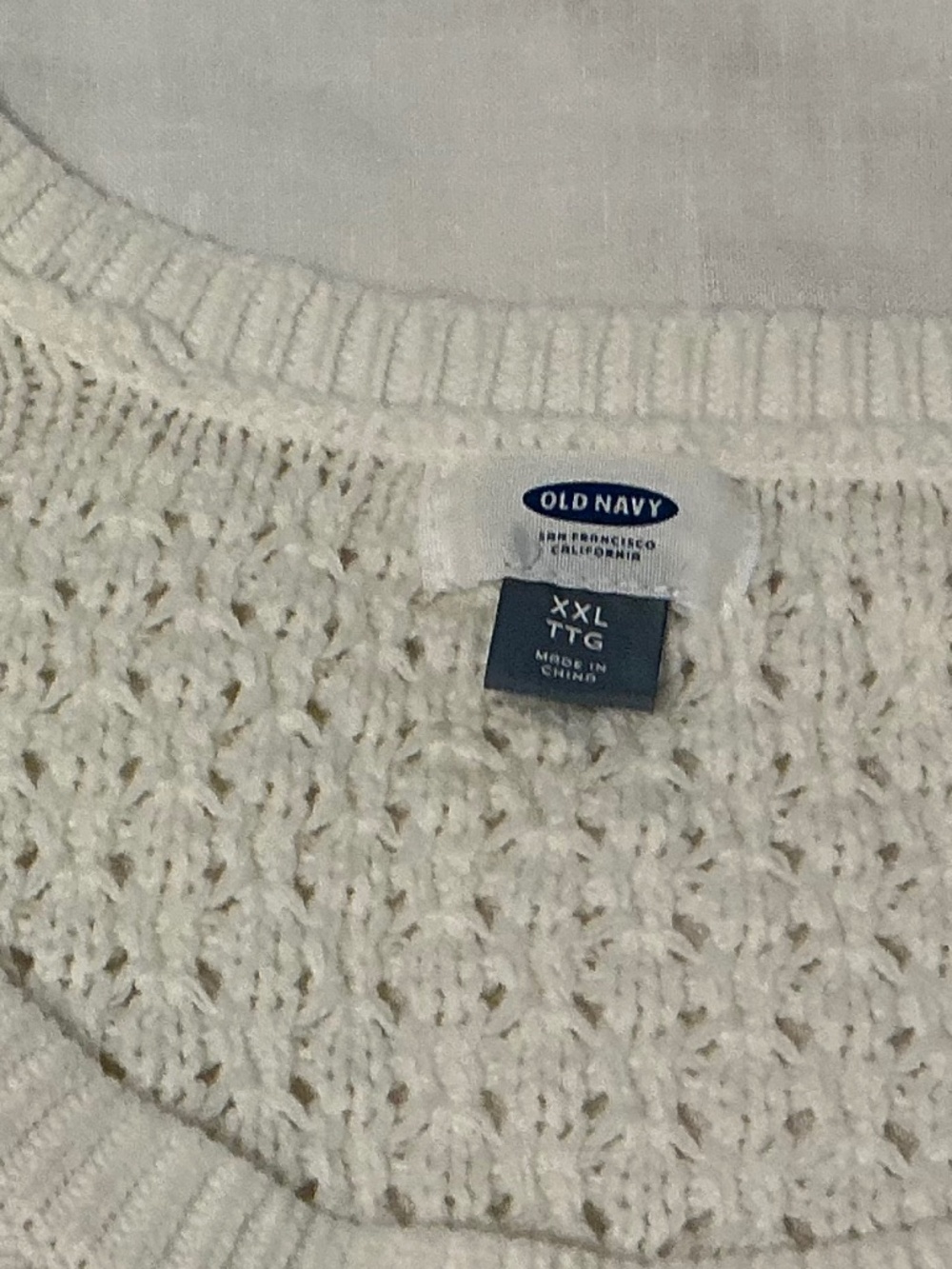 Old Navy XXL Tall Cream Open Knit Pullover Sweater Ivory Crewneck